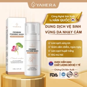 Dung Dịch Vệ Sinh Vùng Da Nhạy Cảm Phụ Nữ YAHERA Hỗ Trợ Làm Sạch Vùng Kín, Giảm Viêm Ngứa, Sạch Tiết Dịch, Giảm Mùi Hôi, Siêu Dưỡng, Dịu Nhẹ,Cấp Ẩm Cho Nam & Nữ 150ml