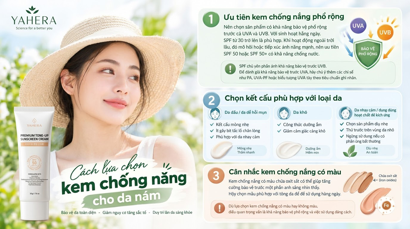 Vì sao dùng kem nám vẫn cần chống nắng mỗi ngày? cùng YAHERA 3 Cach-lua-chon-kem-chong-nang-cho-da-nam-3.jpg
