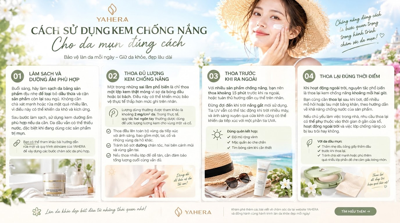 Da mụn có cần dùng kem chống nắng phổ rộng YAHERA không? Cách chọn và sử dụng đúng 3 Cach-su-dung-kem-chong-nang-cho-da-mun-dung-cach-yahera 3.jpg
