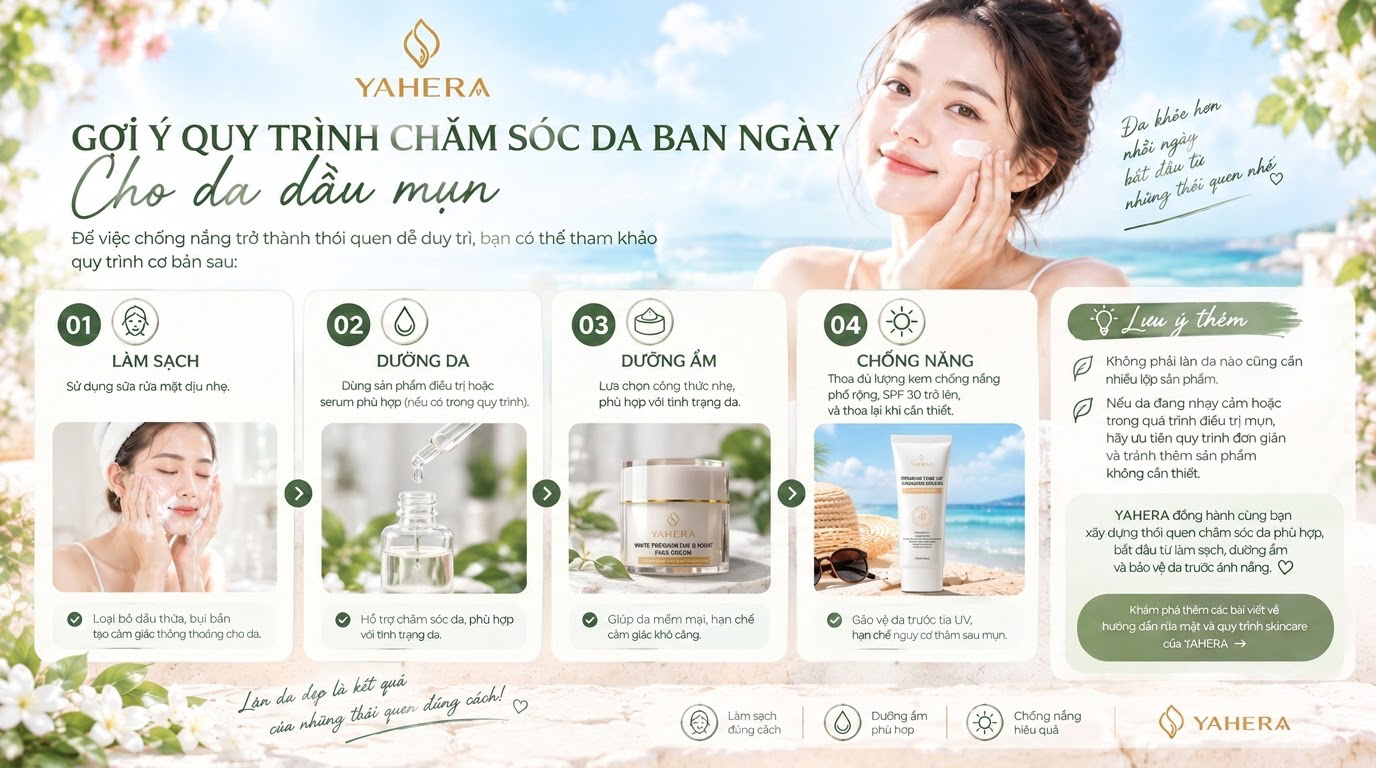 Da mụn có cần dùng kem chống nắng phổ rộng YAHERA không? Cách chọn và sử dụng đúng 6 Goi-y-quy-trinh-cham-soc-da-ban-ngay-cho-da-dau-mun-yahera-6.jpg