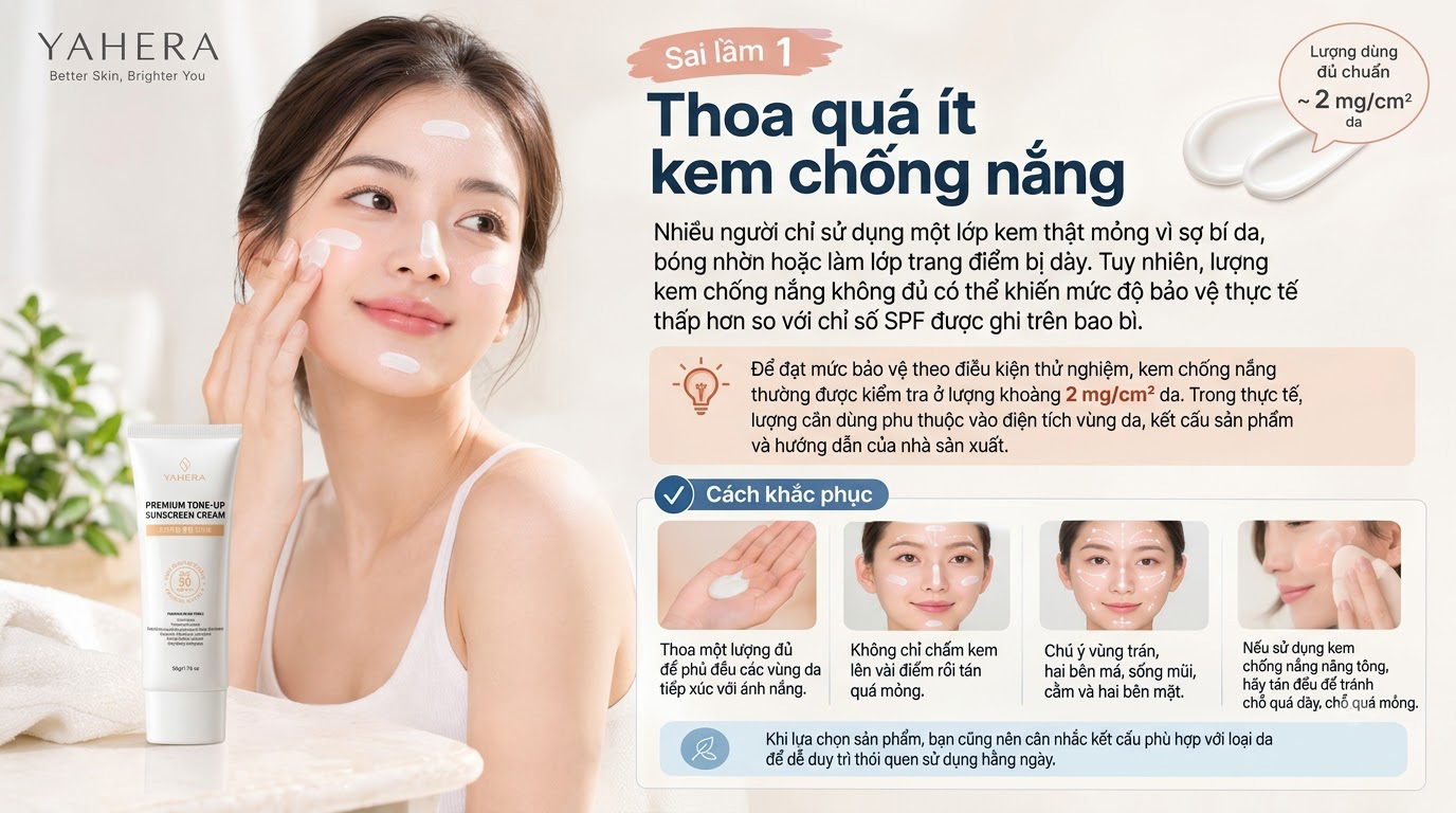 Kem chống nắng YAHERA: 7 sai lầm phổ biến khiến da vẫn bị sạm nám và cách khắc phục yahera 1 Huong-Dan-Thoa-Kem-Chong-Nang-1.jpg