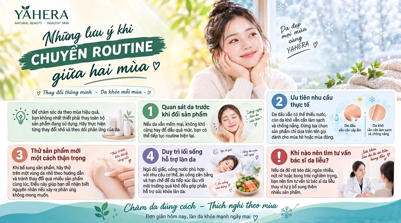 Chăm sóc da theo mùa cùng YAHERA: Mùa nóng và mùa lạnh nên thay đổi routine skincare ra sao? 5 Luu-y-chuyen-routine-cham-da-theo-mua.jpg