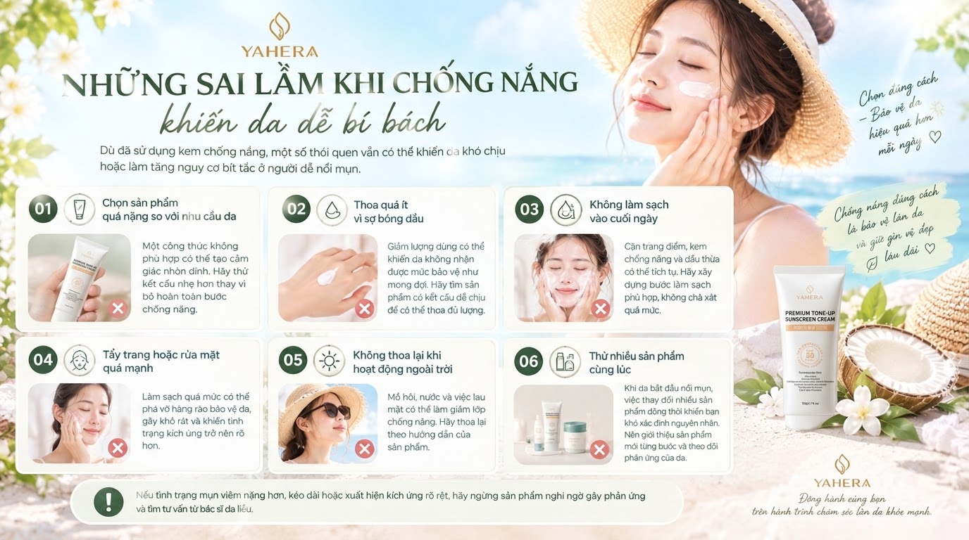 Da mụn có cần dùng kem chống nắng phổ rộng YAHERA không? Cách chọn và sử dụng đúng 5 Nhung-sai-lam-khi-chong-nang-khien-da-de-bi-bach-yahera 5.jpg