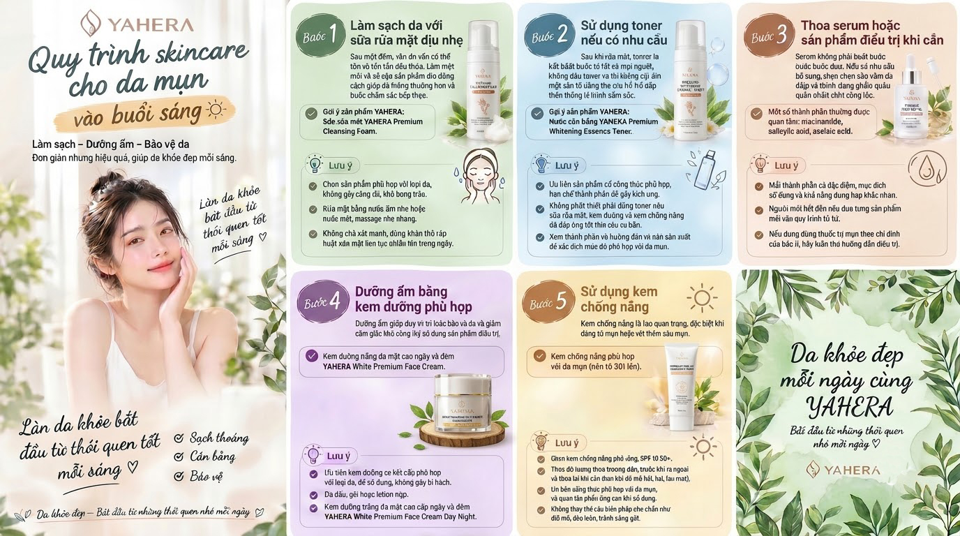 Skincare cho da mụn sáng và tối: YAHERA Quy trình dành cho người mới bắt đầu 2 Quy-trinh-skincare-cho-da-mun-vao-buoi-sang-2-2.jpg
