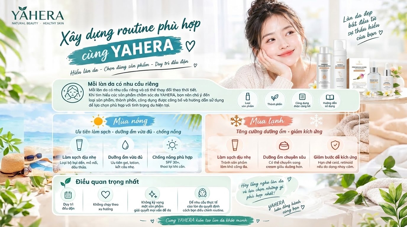 Chăm sóc da theo mùa cùng YAHERA: Mùa nóng và mùa lạnh nên thay đổi routine skincare ra sao? 6 Xay-dung-routine-cung-YAHERA-.jpg