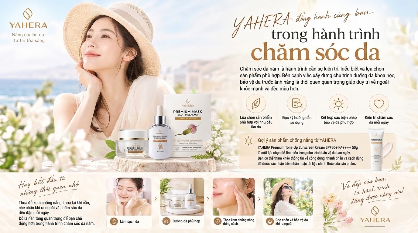 Vì sao dùng kem nám vẫn cần chống nắng mỗi ngày? cùng YAHERA 7 YAHERA-dong-hanh-cung-ban-trong-hanh-trinh-cham-soc-da-7.jpg